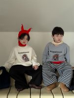 【100-160】 犬柄 プリント トップス 長袖Tシャツ - 画像 (8)