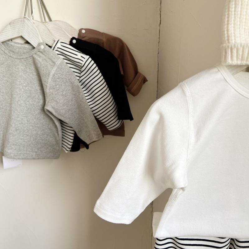 【66-100】肌に優しい シンプル 長袖 Tシャツ - 画像 (4)
