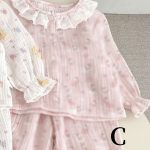 【66-120】二重ガーゼ フリル襟 セットアップ ルームウェア - 画像 (7)