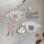 【66-90】ポケット付き ボーダー ロンパース - 画像 (9)