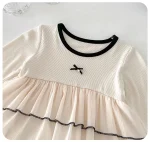 【66-90】 リボン付き ワンピース風 ロンパース - 画像 (7)