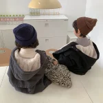 【80-150】 韓国風 暖かい フート付き ロングコート - 画像 (5)