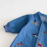 【66-100】 犬刺繡 デニム オールインワン - 画像 (13)