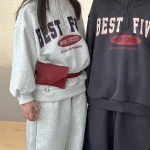 【80-130】 英字 ハーフジッパー セットアップ - 画像 (3)