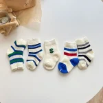 【GOODS】 韓国風 英字ボーダー ソックス 5点セット - 画像 (3)