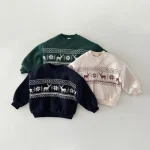 【80-130】 鹿柄 ボア付き トップス - 画像 (2)