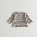 【73-100】 サイドボタン ボーダー シャツ - 画像 (13)