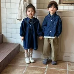 【80-150】 ビッグ襟 ワンピース or デニム シャツ - 画像 (6)