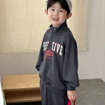 【80-130】 英字 ハーフジッパー セットアップ - 画像 (9)