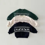 【80-130】 鹿柄 ボア付き トップス - 画像 (3)