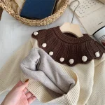 【90-130】 フリルビッグ襟 ニット トップス - 画像 (7)