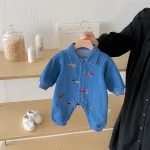 【66-100】 犬刺繡 デニム オールインワン - 画像 (14)