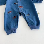 【66-100】 犬刺繡 デニム オールインワン - 画像 (7)