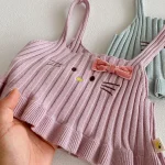 【66-100】 フリル トップス &ネコ 刺繡 3点セット - 画像 (6)