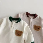 【66-100】 熊柄ワッフル オールインワン - 画像 (7)