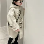 【90-150】 シンプルデザイン フーデッド コート - 画像 (4)