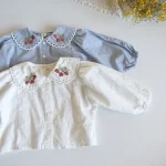 【66-100】 イチゴ刺繍 シャツ - 画像 (6)