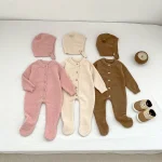 【66-90】 熊デザイン ボンネット オールインワン - 画像 (2)