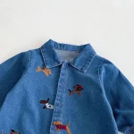 【66-100】 犬刺繡 デニム オールインワン - 画像 (11)
