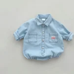 【66-90】 シンプル ポケット付き ロンパース - 画像 (6)