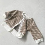 【73-100】チェック柄帽子+ トップス + スカート セットアップ/ロンパース - 画像 (8)