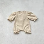 【66-90】パフスリーブノーカラー ロンパース - 画像 (9)