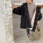 【80-150】 韓国風 暖かい フート付き ロングコート - 画像 (11)
