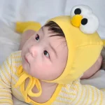 【66-90】帽子付き 目デザインボーダー ロンパース - 画像 (8)