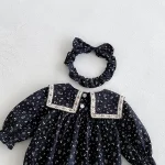 【66-140】 リボン 小花柄 ロンパース or ワンピース - 画像 (9)