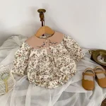【66-90】 丸襟 小花柄 ロンパース - 画像 (3)