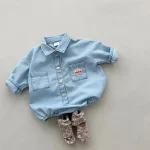 【66-90】 シンプル ポケット付き ロンパース - 画像 (5)