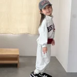 【80-130】 英字 ハーフジッパー セットアップ - 画像 (6)