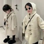 【90-150】 シンプルデザイン フーデッド コート - 画像 (2)