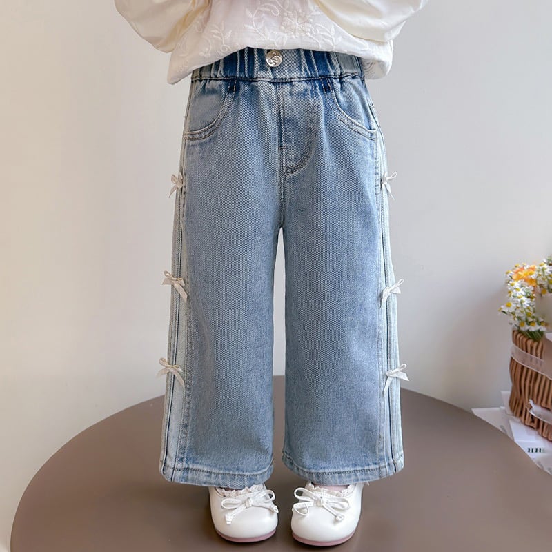 【90-140】リボン付き デニム ロングパンツ - 画像 (14)