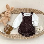 【66-100】 ドット サロペット ロンパース or 花柄インナー シャツ - 画像 (5)