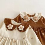 【80-130】 花柄 丸襟 ワンピース - 画像 (6)