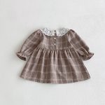 【73-110】 レース襟 チェック ワンピース - 画像 (5)