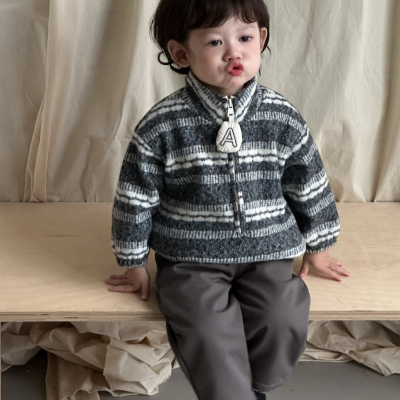 【73-110cm】 レトロ ボーダー ニット