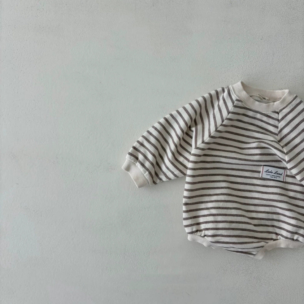 【66-90】ボーダー 丸首 ロンパース - 画像 (7)