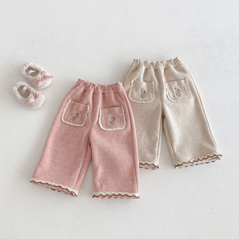 【73-120】 刺繍入り あったか カジュアル パンツ - 画像 (3)
