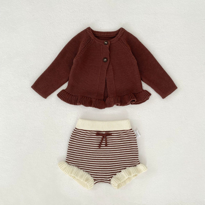 【66-100】フリル ニット カーディガン、ショートパンツ - 画像 (8)
