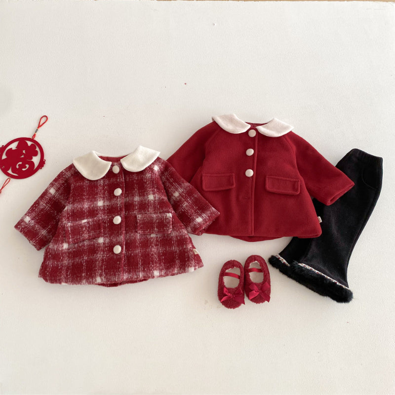 【73-120】 丸襟 レトロ 厚手 コート - 画像 (3)