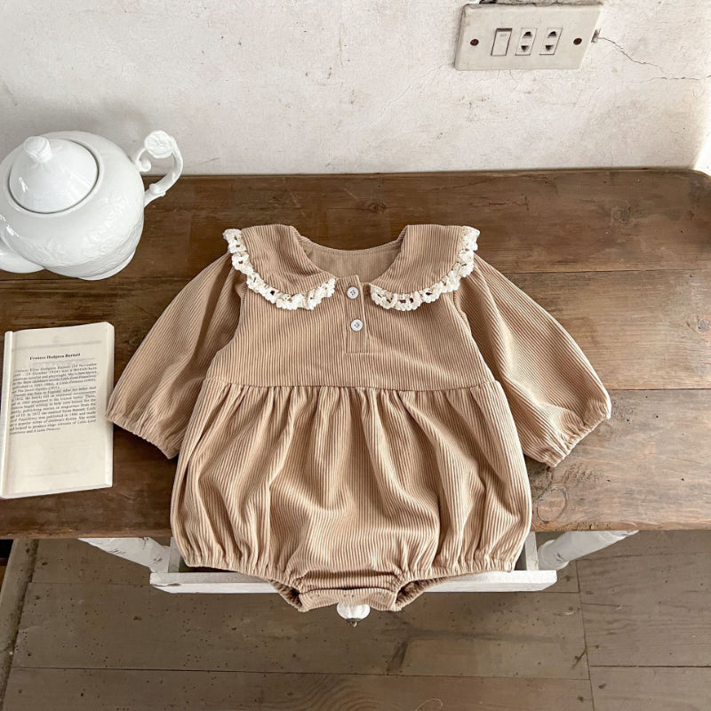 【66-100】フリル襟 コーデュロイ ロンパース - 画像 (7)
