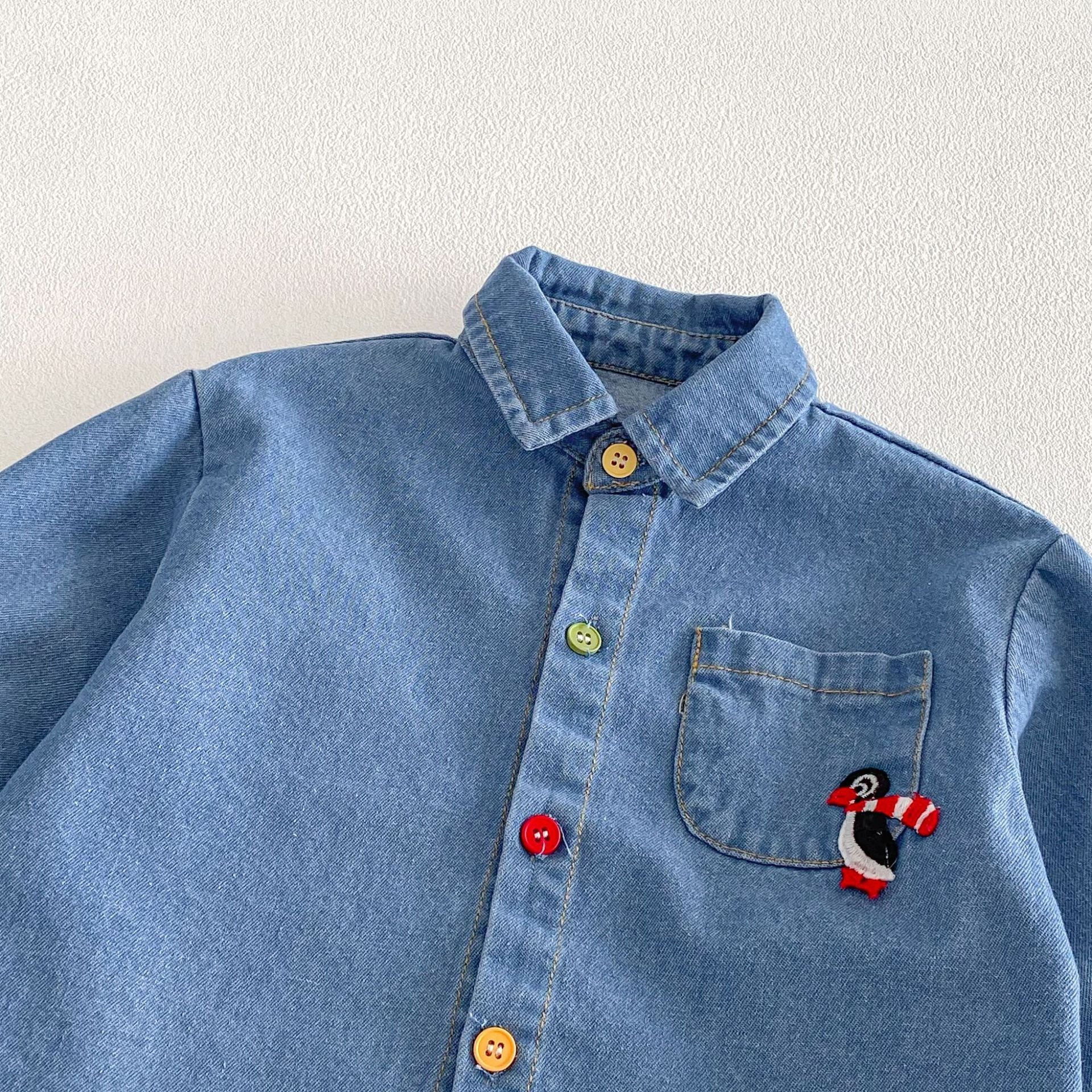 【73-120】ペンギン柄 デニム ジャケット - 画像 (8)