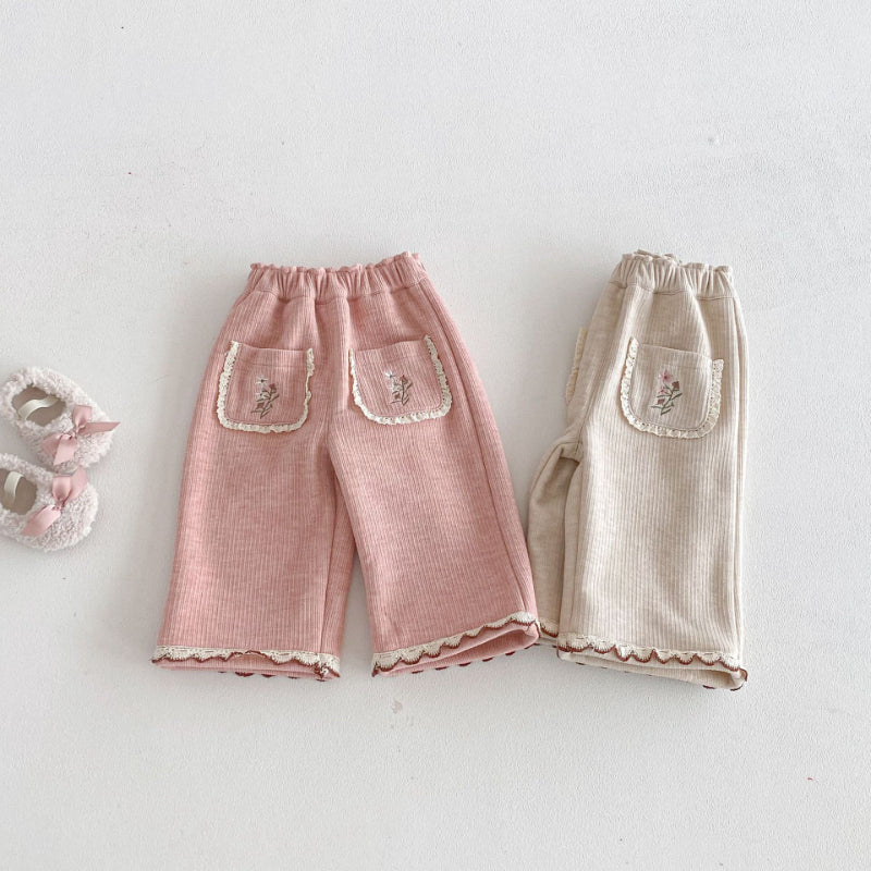 【73-120】 刺繍入り あったか カジュアル パンツ - 画像 (4)