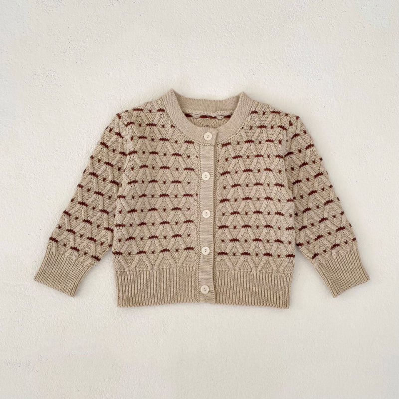 【66-100】ダイヤ柄 ニット カーディガン、ロンパース - 画像 (13)