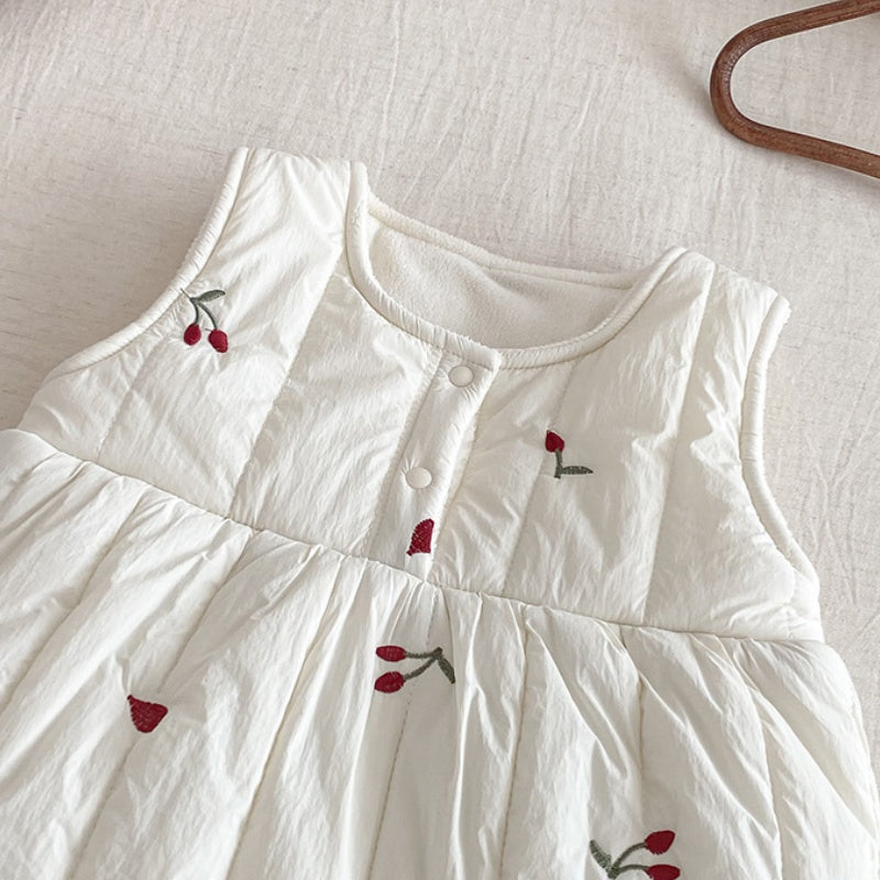 【66-90】 チェリー 刺繍 キルティング カバーオール - 画像 (9)