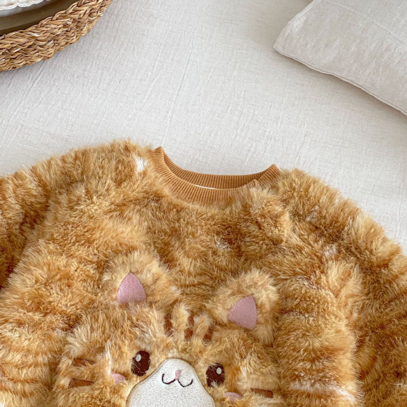 【66-90】韓国風 キャット柄 もこもこ カバーオール - 画像 (7)