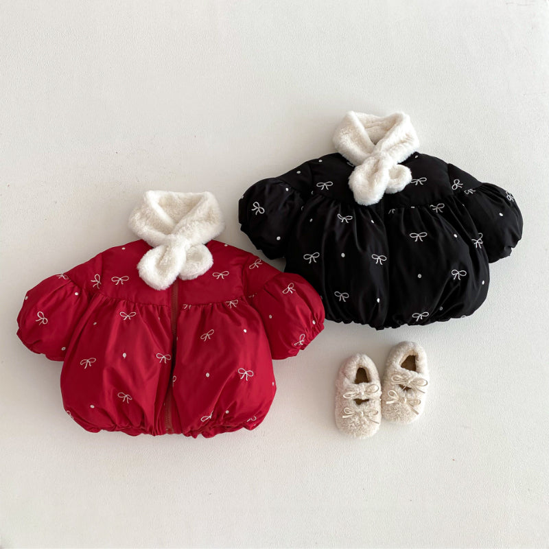 【73-120】 蝶結び 刺繍 中綿アウター - 画像 (5)