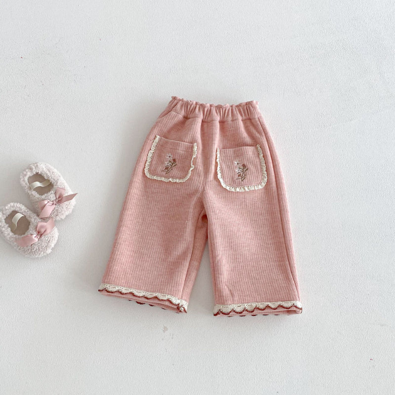 【73-120】 刺繍入り あったか カジュアル パンツ - 画像 (7)